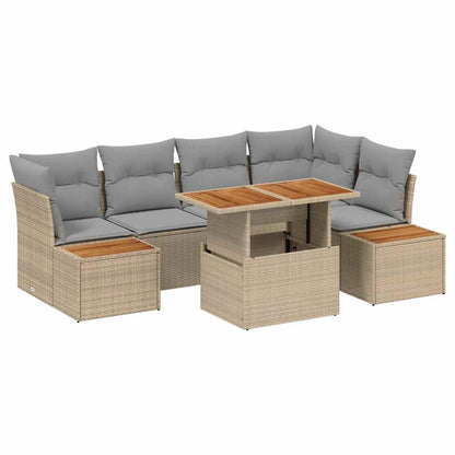 Set Divano da Giardino 10 pcs Beige Poly Rattan