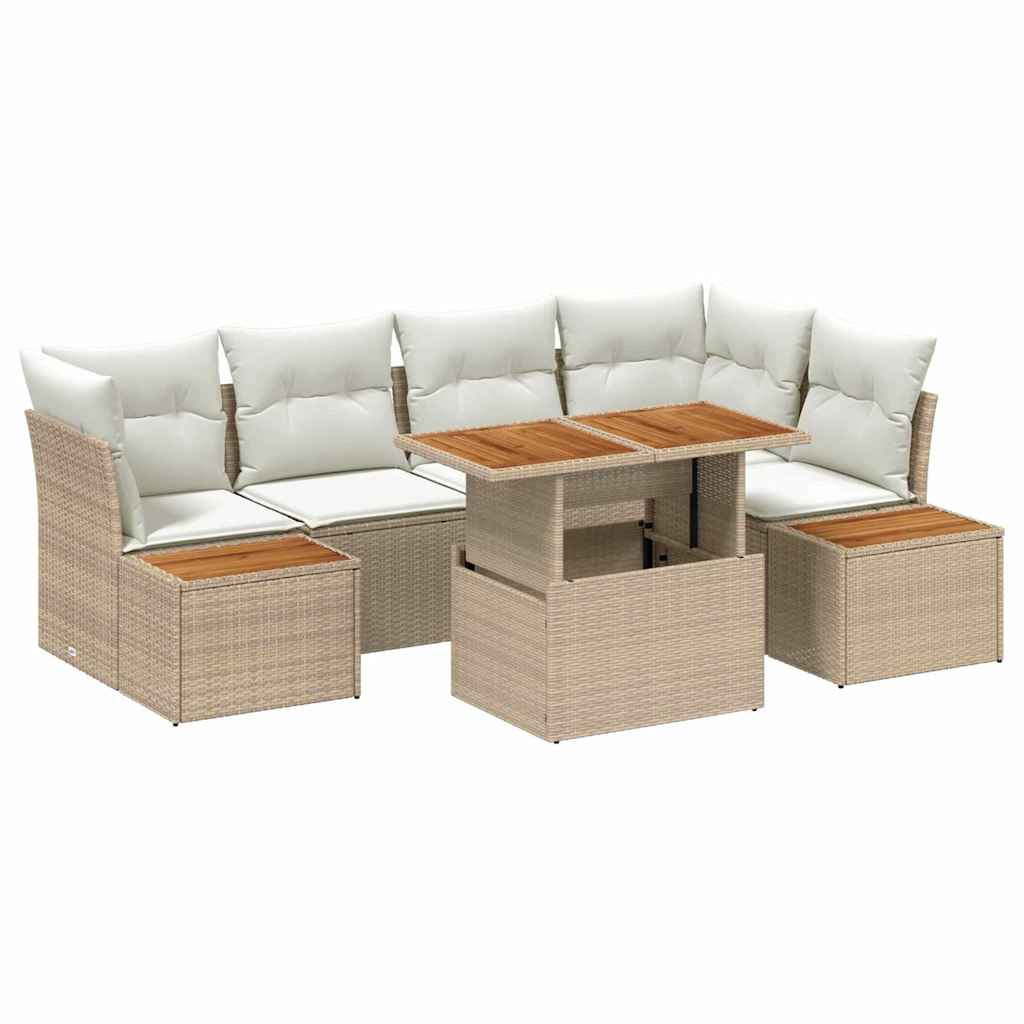 Set Divano da Giardino 10 pcs Beige Poly Rattan