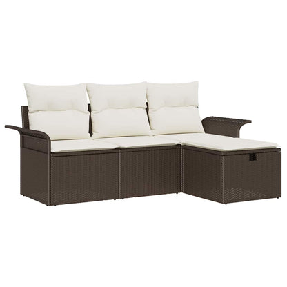 Set Divano da Giardino 4 pcs Marrone e Crema polyrattan