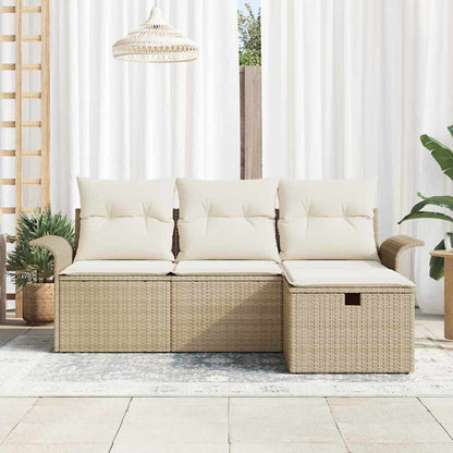 Set Divano da Giardino 4 pcs Beige e Crema polyrattan