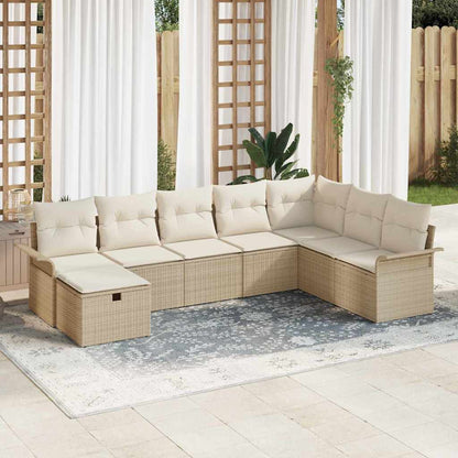 Set Divano da Giardino 8 pcs Beige e Crema polyrattan