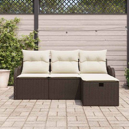 Set Divano da Giardino 4 pcs Marrone e Crema polyrattan