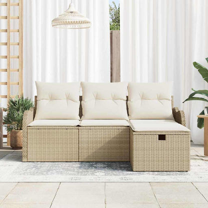 Set Divano da Giardino 4 pcs Beige e Crema polyrattan