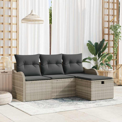 Set Divano da Giardino 4 pcs Grigio chiaro polyrattan