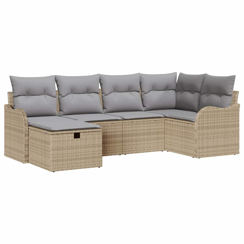 Set Divano da Giardino 6 pcs beige e grigio chiaro Poly Rattan