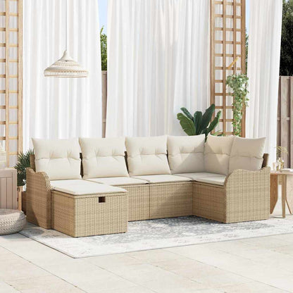 Set Divano da Giardino 6 pcs beige e panna Poly Rattan