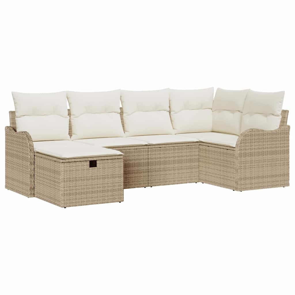 Set Divano da Giardino 6 pcs beige e panna Poly Rattan
