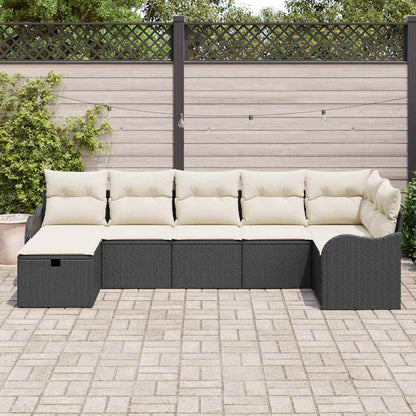 Set di divani con cuscino Nero e Crema polyrattan