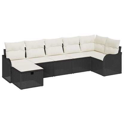 Set di divani con cuscino Nero e Crema polyrattan