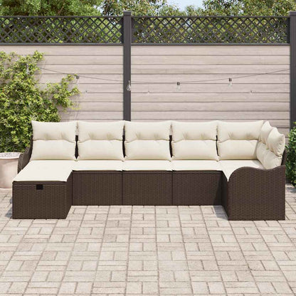 Set di divani con cuscino Marrone e Crema polyrattan