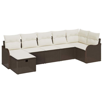 Set di divani con cuscino Marrone e Crema polyrattan