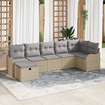Set di divani 7 pcs Beige e grigio chiaro polyrattan