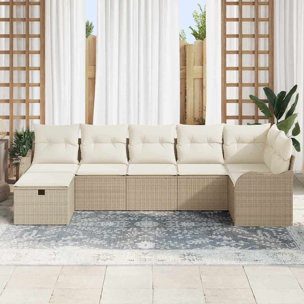 Set di divani con cuscino Beige e Crema polyrattan