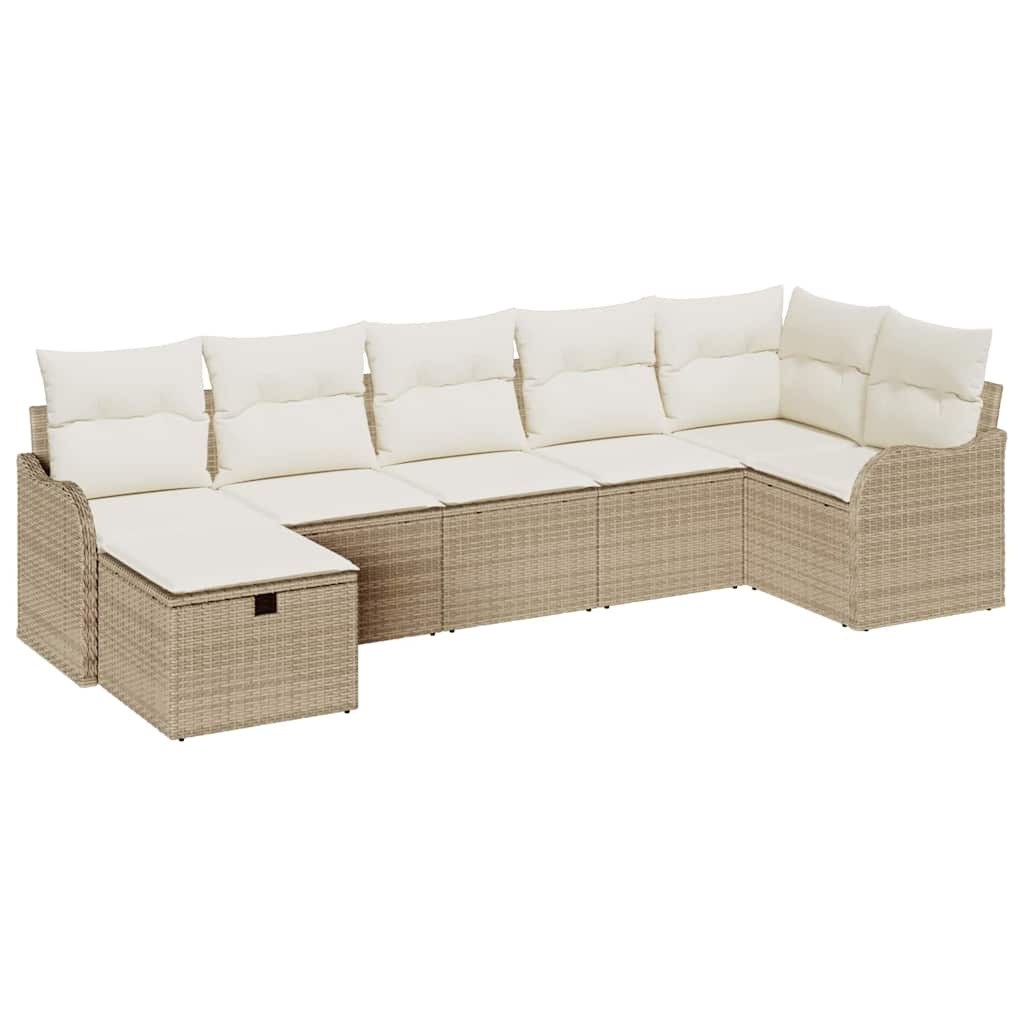 Set di divani con cuscino Beige e Crema polyrattan