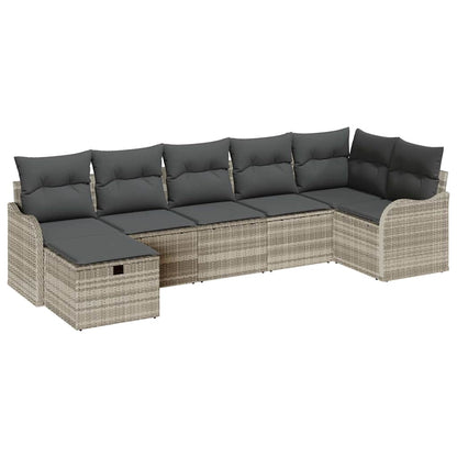Set di divani con cuscino Grigio chiaro polyrattan
