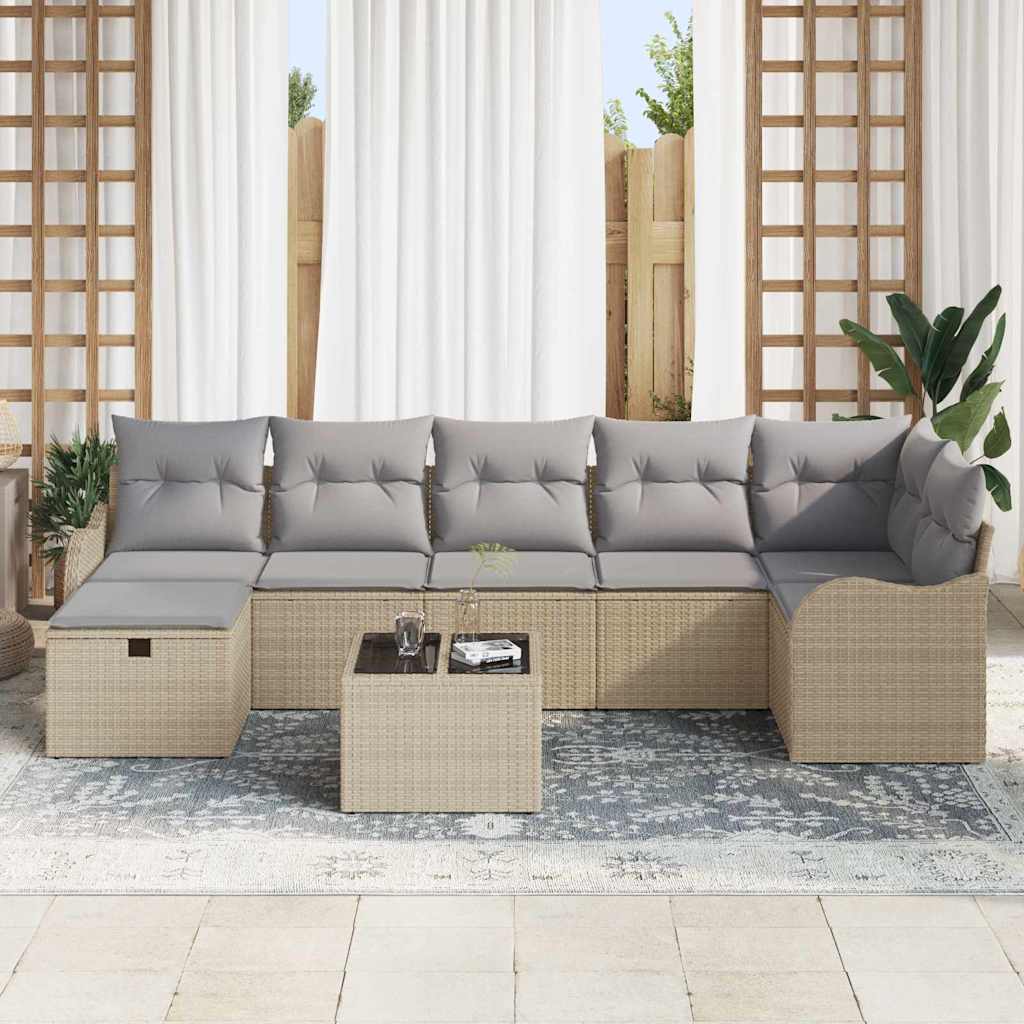 Set di divani con cuscino Beige e Grigio Chiaro polyrattan