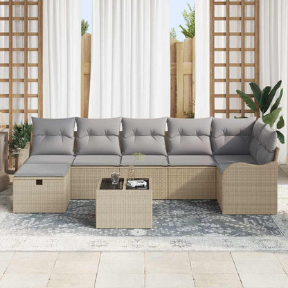 Set di divani con cuscino Beige e Grigio Chiaro polyrattan