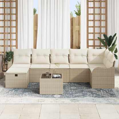 Set di divani con cuscino Beige e Crema polyrattan