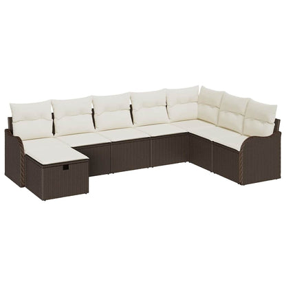Set di divani con cuscino Marrone e Crema polyrattan