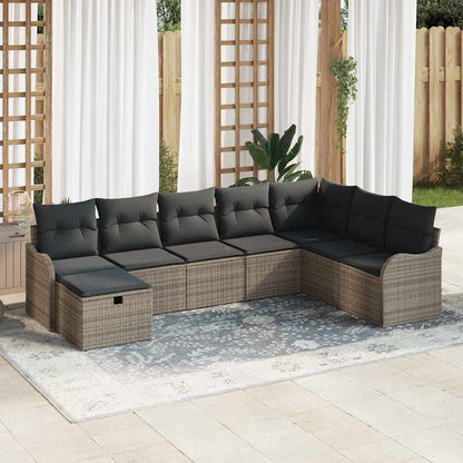Set di divani con cuscino 8 pcs Grigio polyrattan