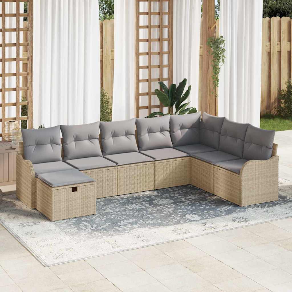 Set di divani con cuscino Beige e Grigio Chiaro polyrattan