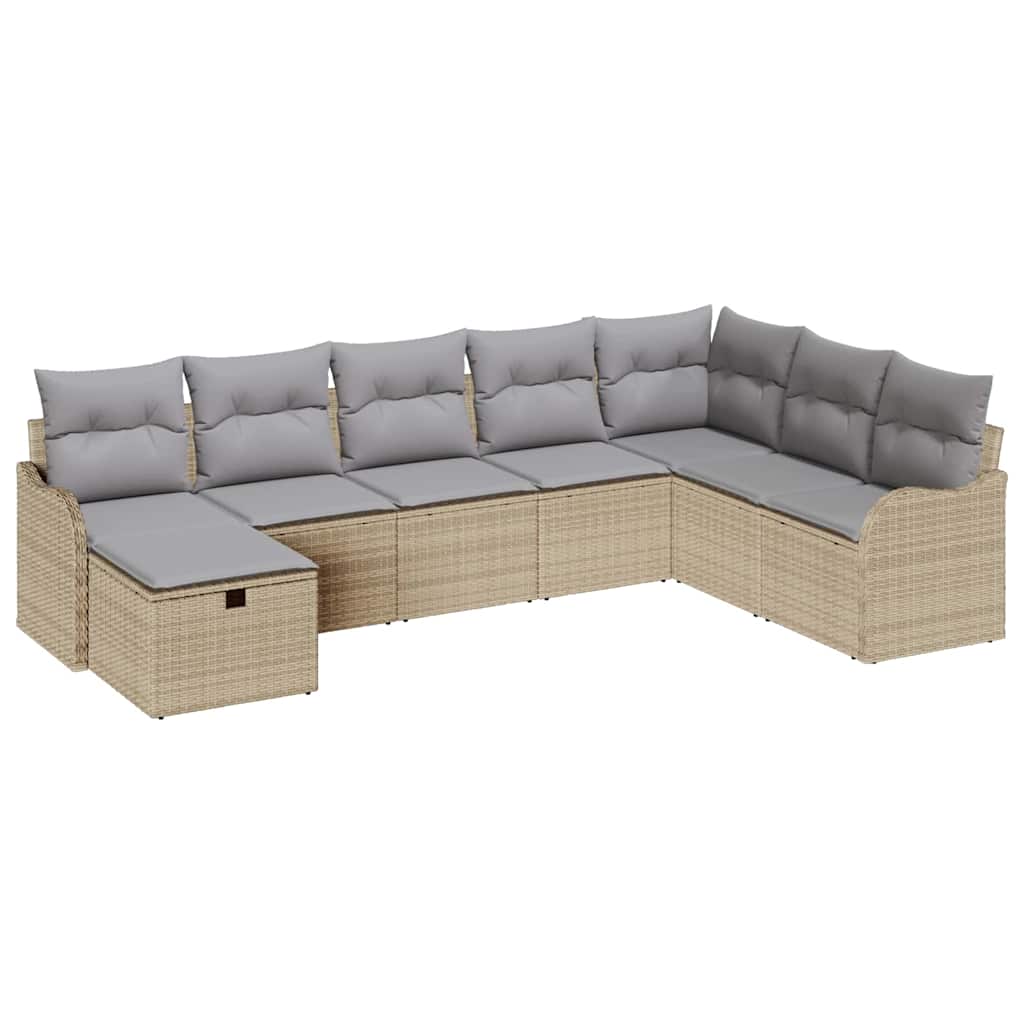Set di divani con cuscino Beige e Grigio Chiaro polyrattan