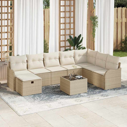 Set di divani con cuscino 9 pcs Beige e Crema polyrattan