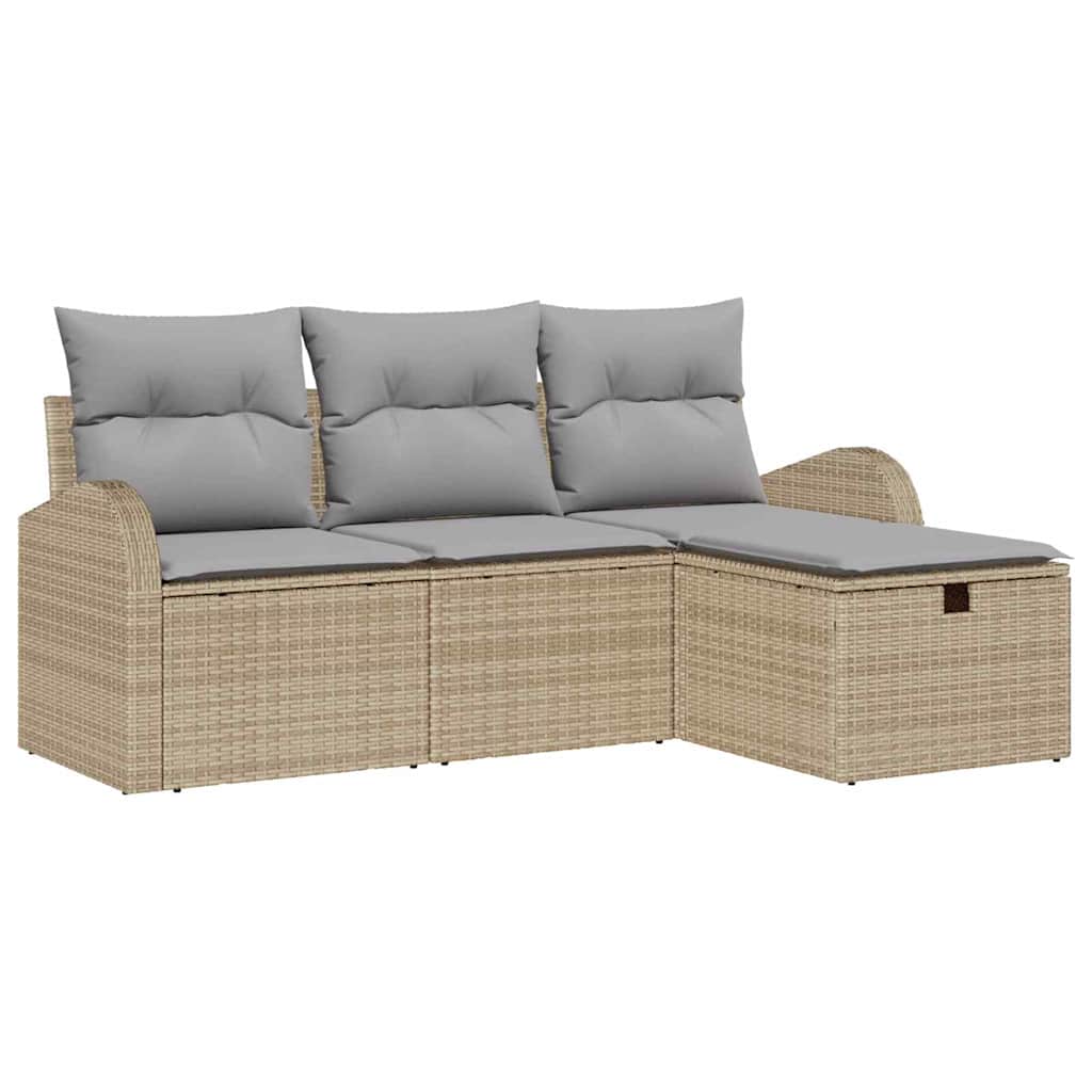 Set di divani 4 pcs Beige e Grigio Chiaro polyrattan