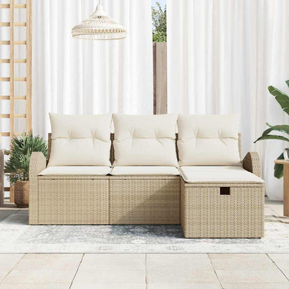 Set di divani con cuscino 4 pcs Beige e Crema polyrattan
