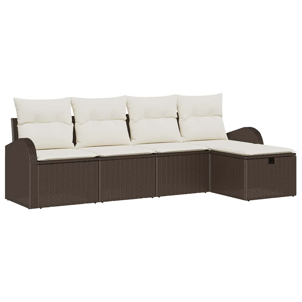 Set di divani con cuscino Marrone e Crema polyrattan