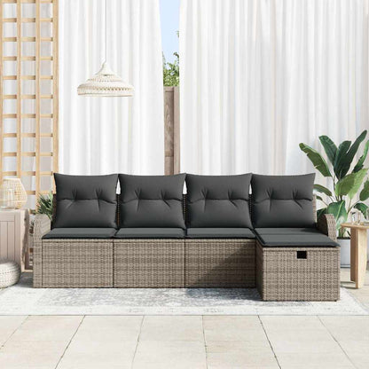 Set di divani con cuscino con archiviazione Grigio polyrattan