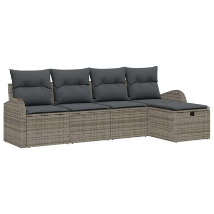 Set di divani con cuscino con archiviazione Grigio polyrattan