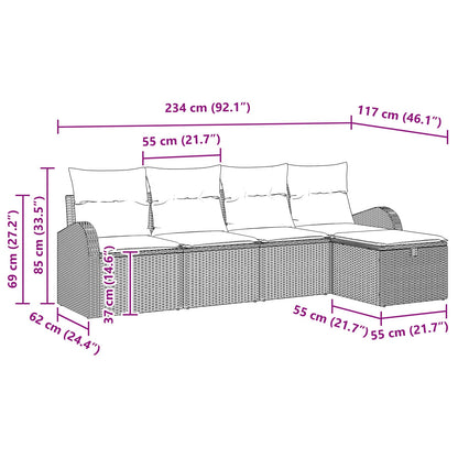 Set di divani con cuscino Beige e Crema polyrattan