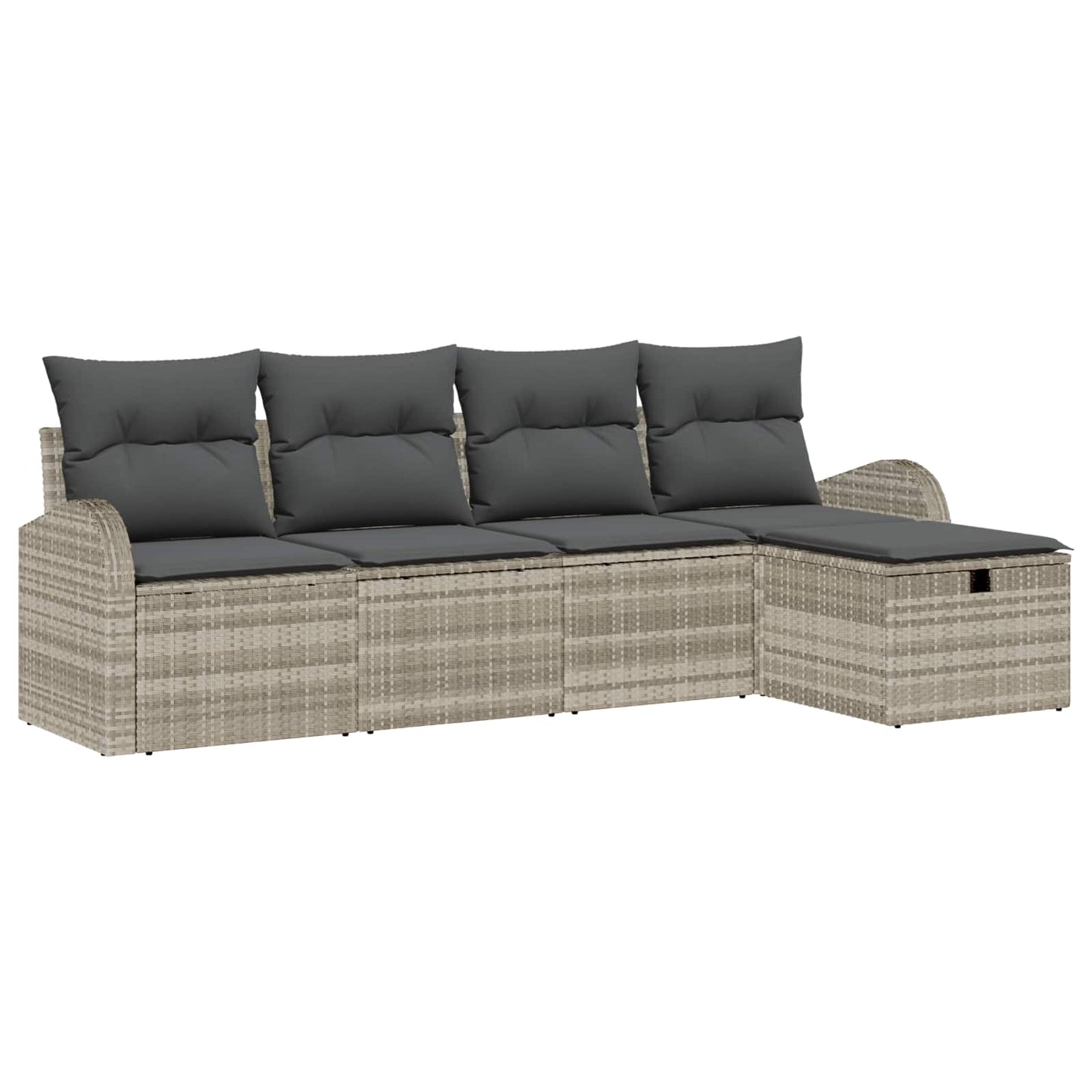 Set di divani con cuscino Grigio chiaro polyrattan