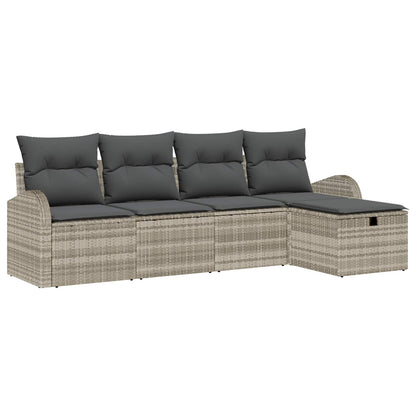 Set di divani con cuscino Grigio chiaro polyrattan