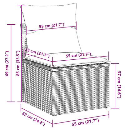 Set di divani con cuscino Grigio chiaro polyrattan