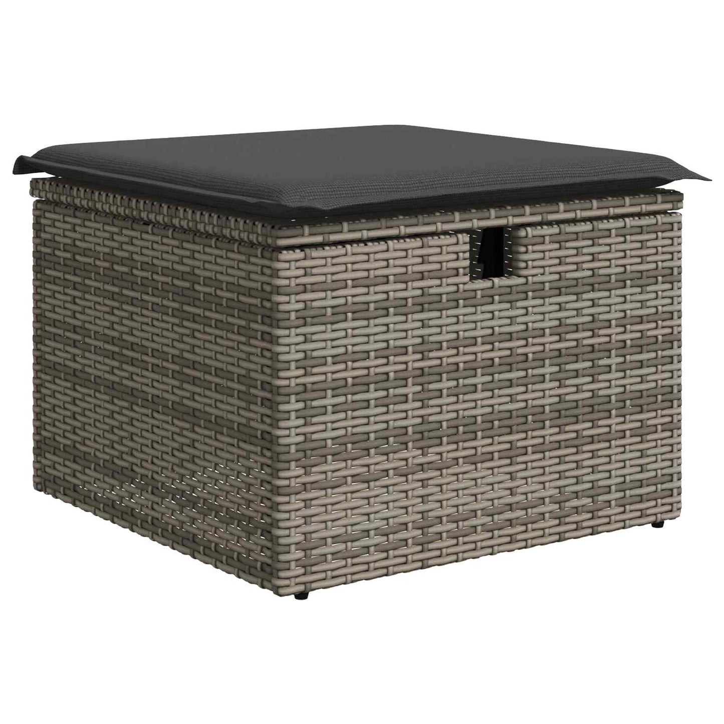 Set di divani con cuscino con archiviazione Grigio polyrattan