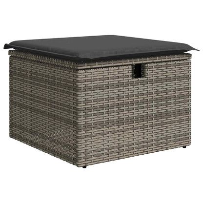 Set di divani con cuscino con archiviazione Grigio polyrattan