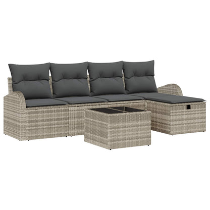 Set di divani con cuscino 6 pcs Grigio chiaro polyrattan