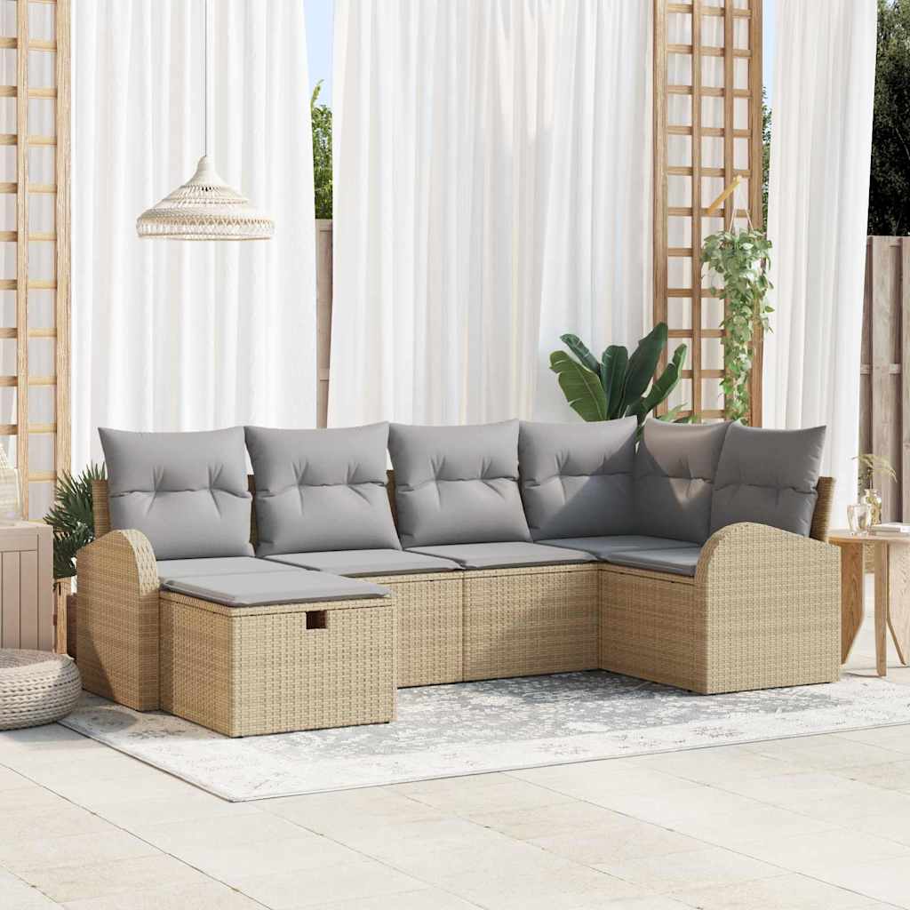 Set di divani con cuscino Beige e Grigio Chiaro polyrattan