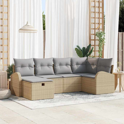 Set di divani con cuscino Beige e Grigio Chiaro polyrattan