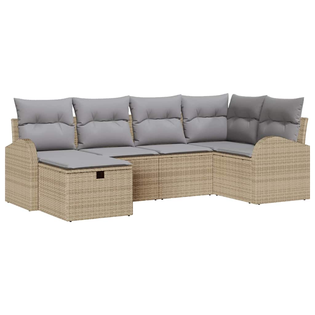 Set di divani con cuscino Beige e Grigio Chiaro polyrattan