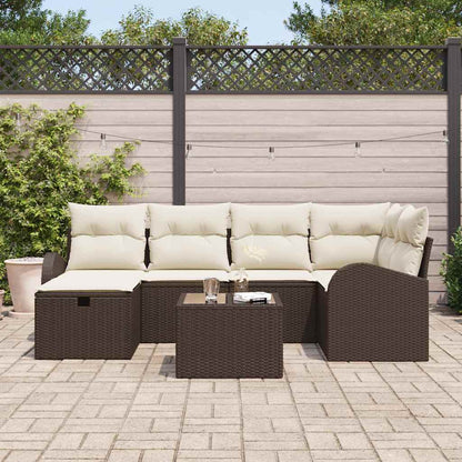 Set di divani con cuscino Marrone e Crema polyrattan
