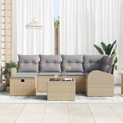 Set di divani con cuscino Beige e Grigio Chiaro polyrattan