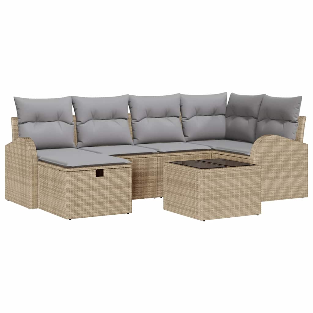 Set di divani con cuscino Beige e Grigio Chiaro polyrattan