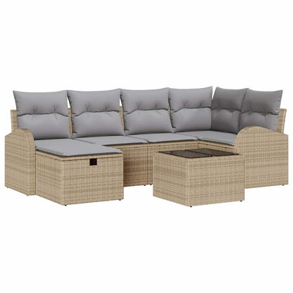 Set di divani con cuscino Beige e Grigio Chiaro polyrattan