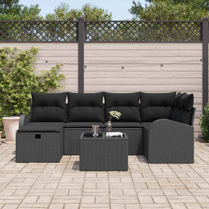 Set Divano da Giardino 7 pcs Nero 234 x 124 x 85 cm Poly Rattan
