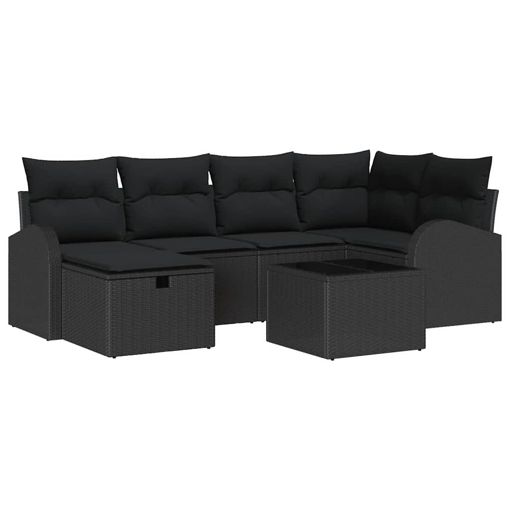 Set Divano da Giardino 7 pcs Nero 234 x 124 x 85 cm Poly Rattan