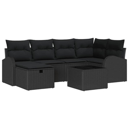 Set Divano da Giardino 7 pcs Nero 234 x 124 x 85 cm Poly Rattan