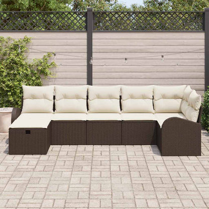 Set di divani con cuscino Marrone e Crema polyrattan